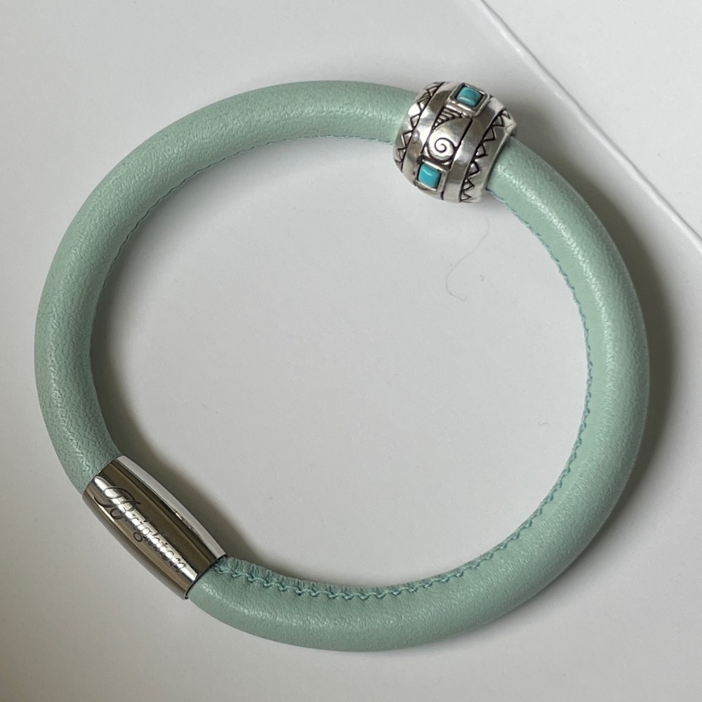 Brighton Leather Bracelet with Silver and Turquoise bead